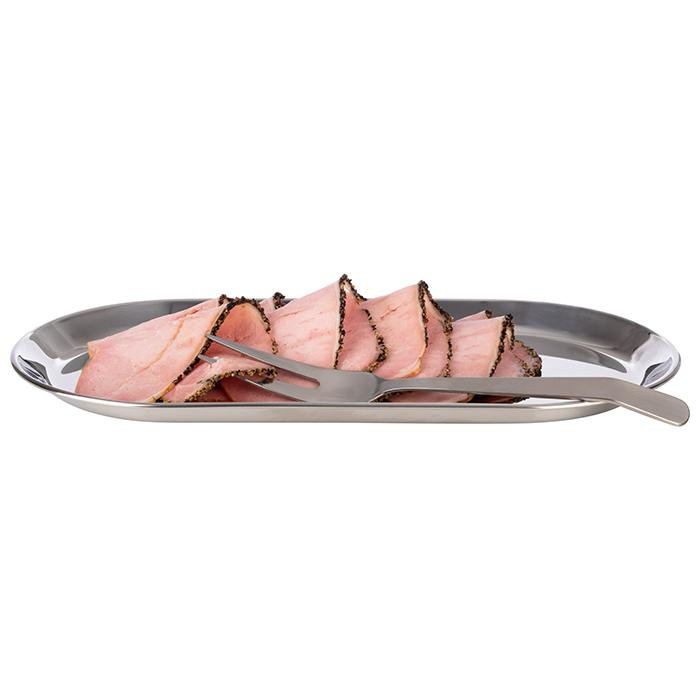 Plateau KAFFEEHAUS ovale à angle droit, poli, mat, en acier inoxydable, 30x15,5x1,5 cm | APS 30149