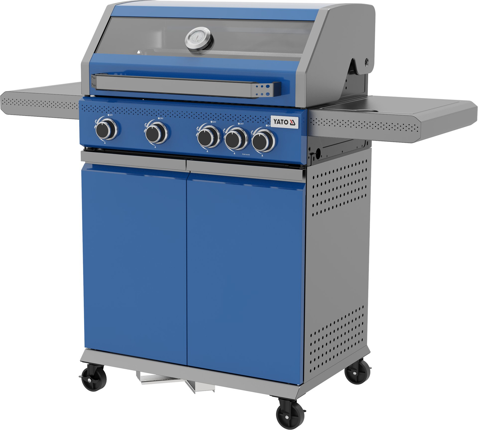 Grill à gaz ITAMI 4+1, 14,2 kW, bleu | YATO YG-20033