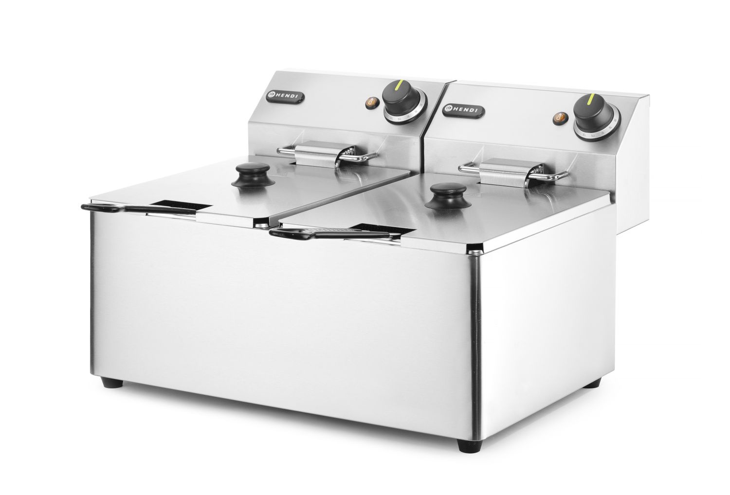 Friteuse électrique Kitchen Line à 2 cuves, 2x8 L, zone froide, 2x3,5 kW | HENDI 205839