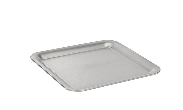 Plateau KAFFEEHAUS ovale à angle droit, avec bord relevé, acier inoxydable, 23x23x1,5 cm | APS 30119