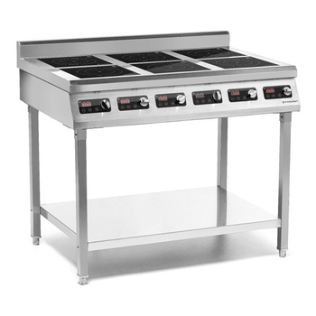 Cuisine à induction 6 zones sur soubassement, 6x3,5 kW, 2x400 V | FORGAST FG09038