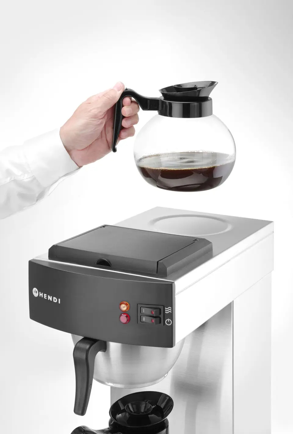 Cafetière filtre, 2 plaques chauffantes, 2,1 kW, 5 min, 20x38,5x43 cm | HENDI 208304