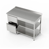Table de travail inox avec bloc de tiroirs et deux étagères 190x70x85 cm | FORGAST