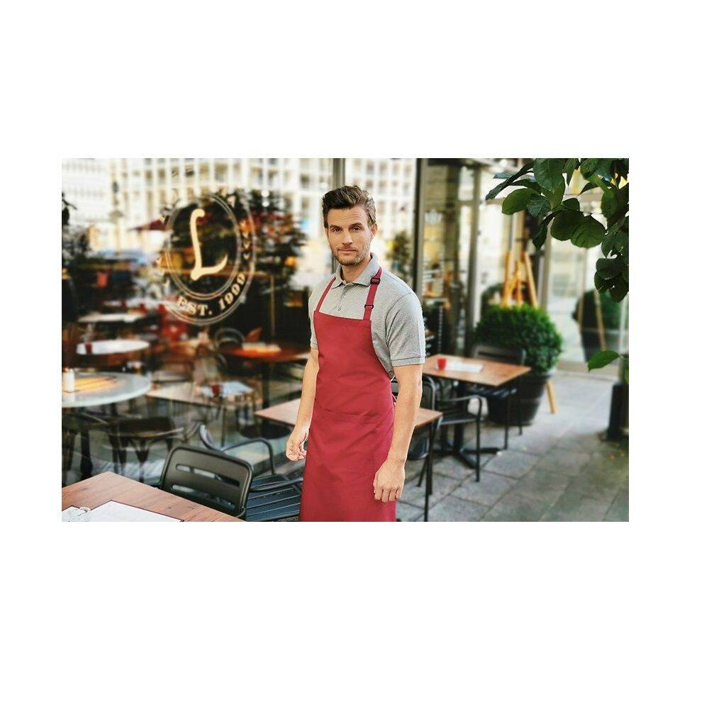 Tablier de cuisine Basic 75 x 90 cm avec poche et boucle framboise | KARLOWSKY BLS 5-89-Stck