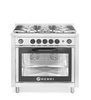 Cuisinière professionnelle à gaz à 5 brûleurs avec four électrique, 16,7 kW | HENDI 225707