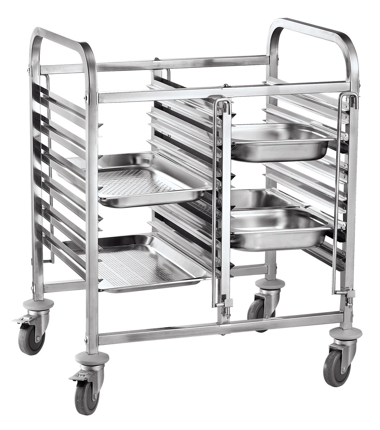 Chariot pliable en acier inoxydable pour plateaux et bacs GN - 12 GN 1/1 | HENDI 810569