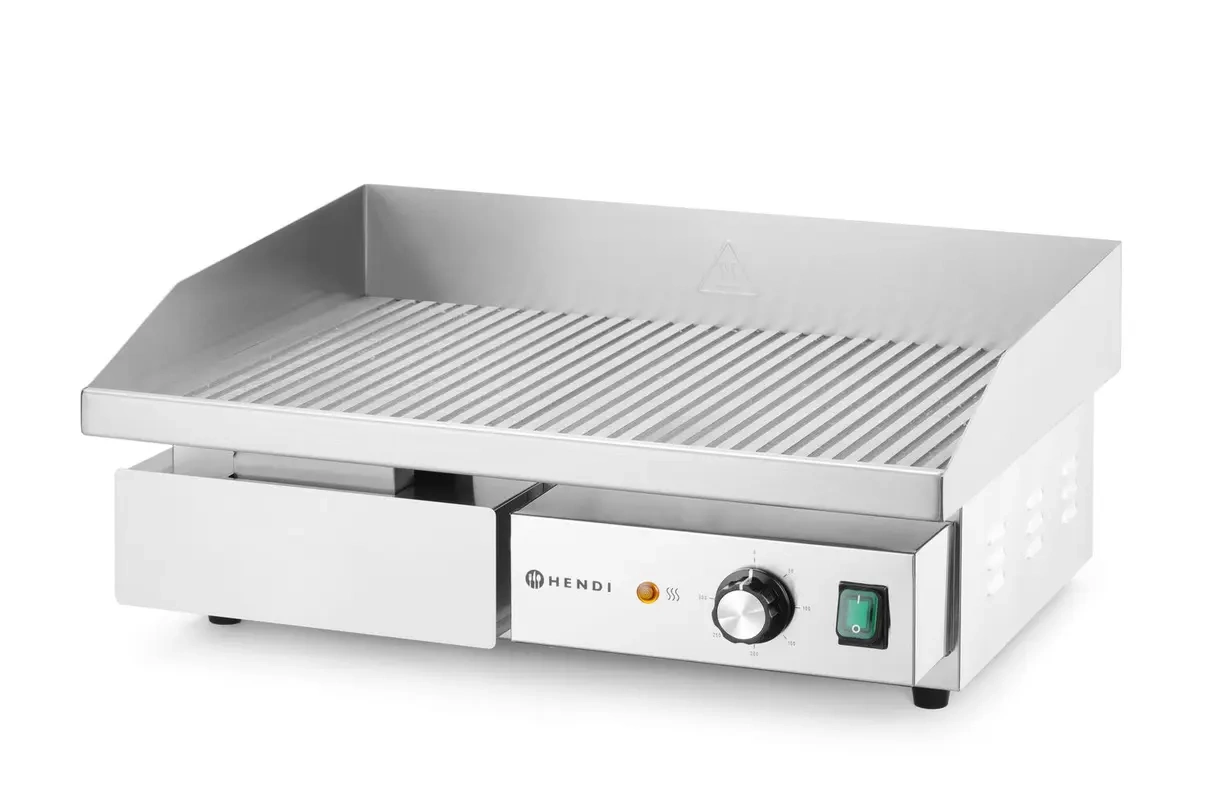 Plaque grill électrique Kitchen Line, rainurée, 3 kW, 230 V | HENDI 154984