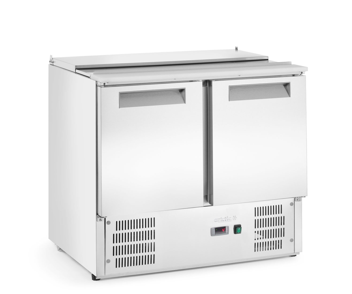 Table réfrigérée à salades 2-portes avec couvercle rabattable, 247 l, 90x70x86 cm, 145 W | ARKTIC 236161