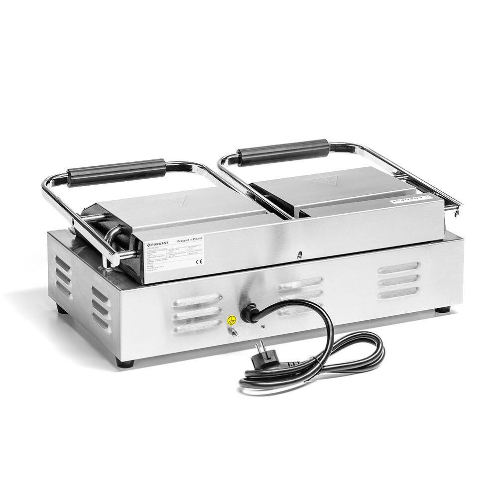 Gril de contact double, plaques rainurées, 3,6 kW | FORGAST FG09202