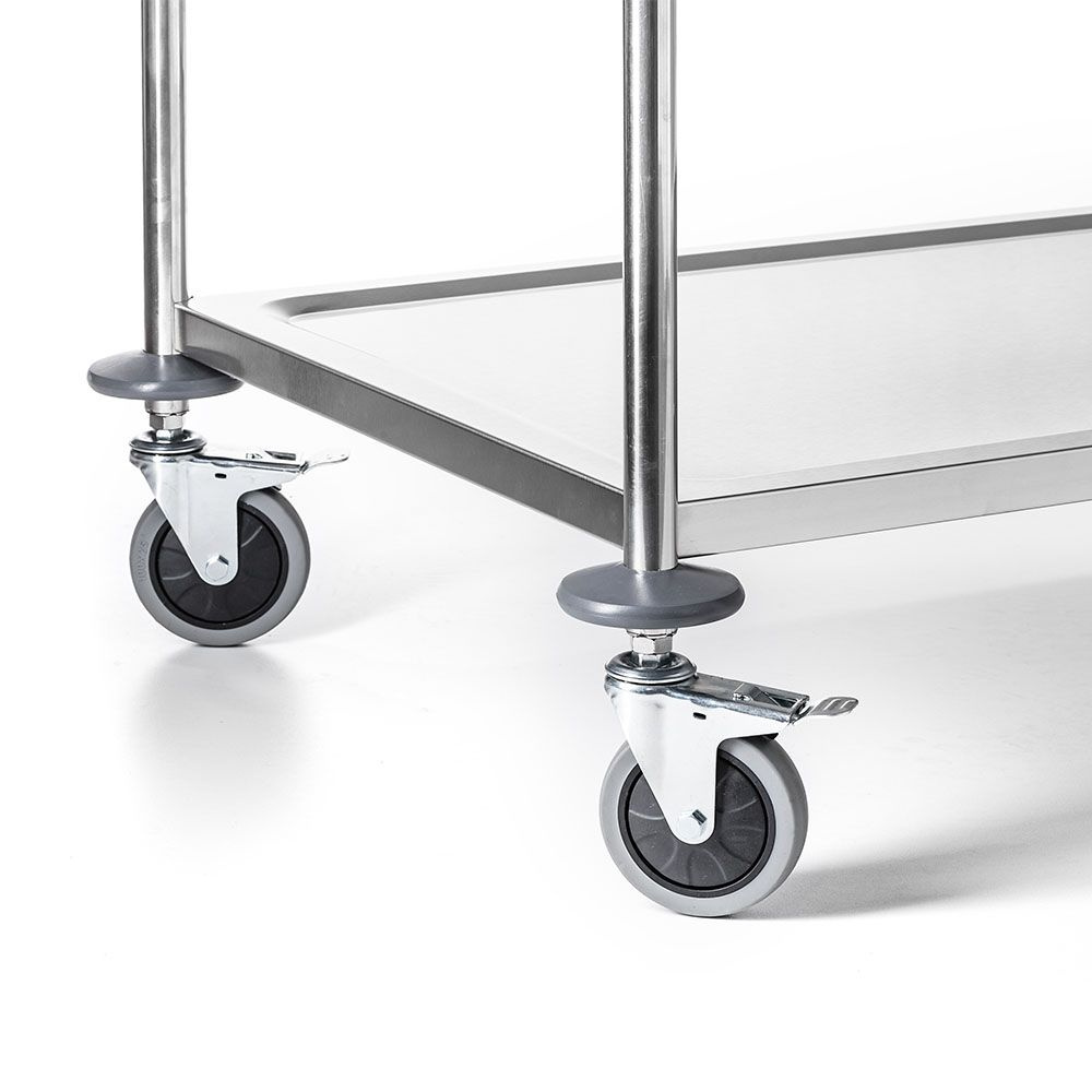 Chariot de service en acier inoxydable à 2 étagères pliable | FORGAST FG01002