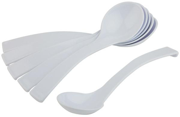 Cuillères de service pour amuse-bouches, couleur blanche, lot de 6 pièces, 23 cm | APS 88627