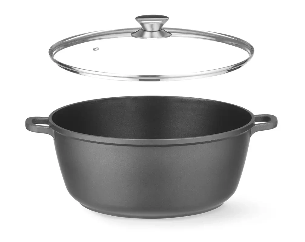 Casserole avec revêtement antiadhésif, 7 L, noir, 36,7x29x(H)12,2 cm | HENDI 611029