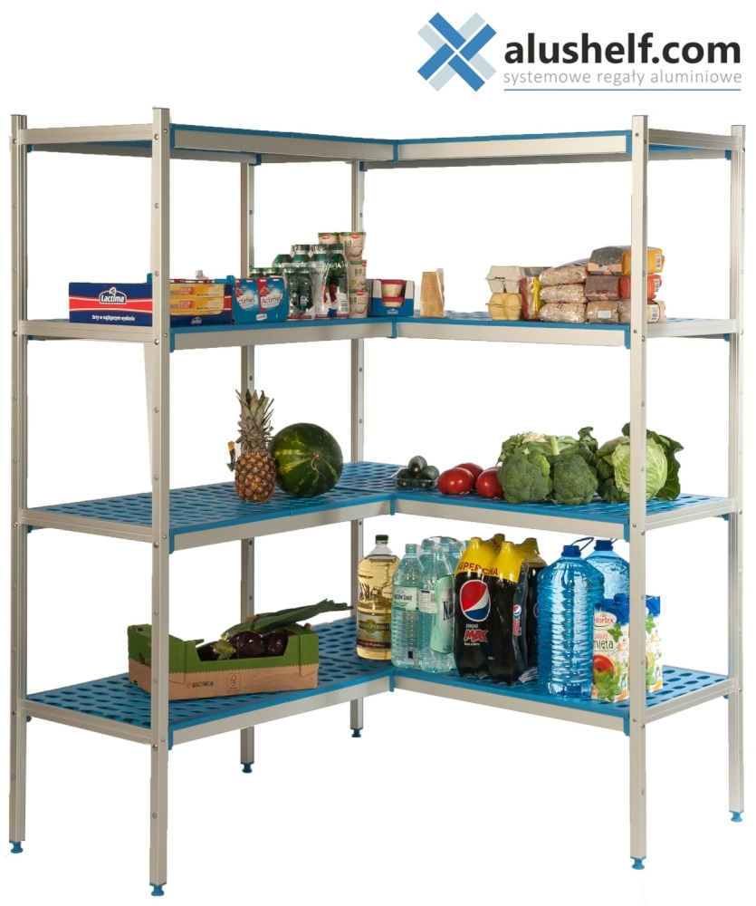 Étagère d’angle à 5 étagères prof. 50 cm 2PD-55+5P-95+5P-105+10UM | ALUSHELF 50384