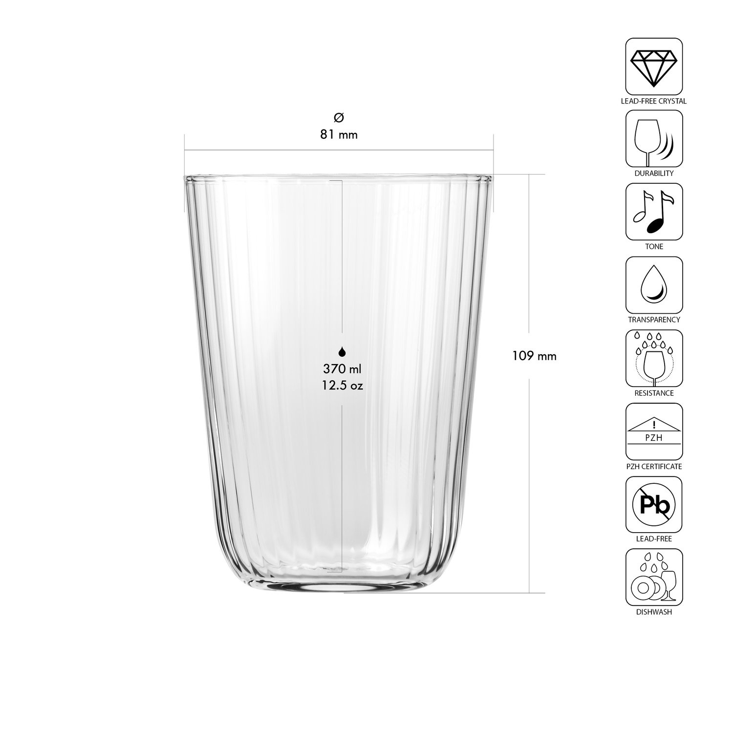 Verres XNO HIGHBALL 370 OPTIC, 370 ml, lot de 6 pièces | KROSNO GLASS F688486038002020