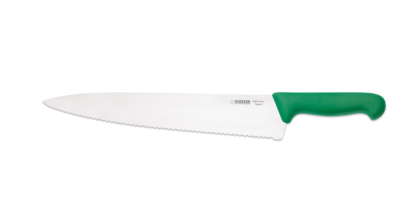 Couteau de chef à bord ondulé - 31 cm, vert | GIESSER MESSER 8455 en 31 g