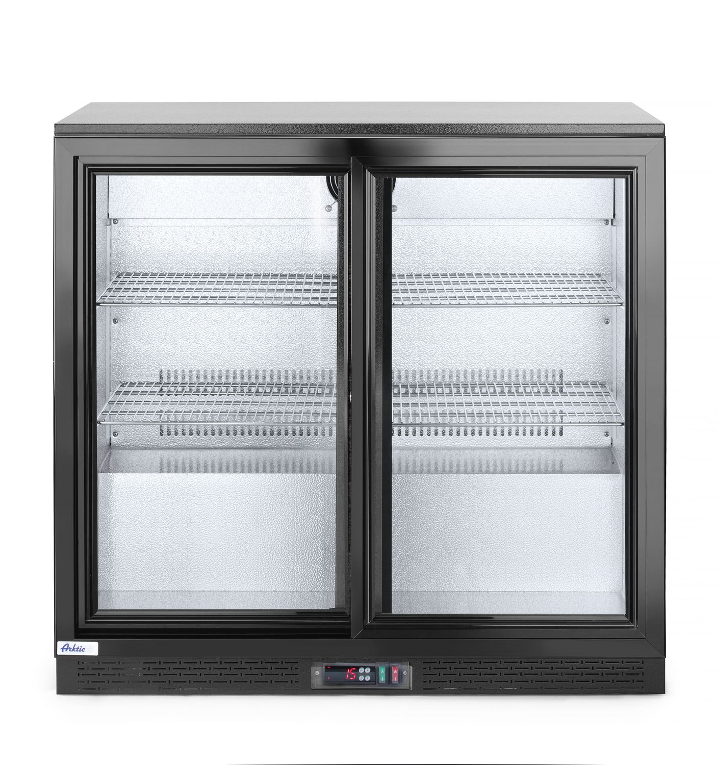 Réfrigérateur de bar pour boissons 2-portes 228 l, aluminium, tôle noire | ARKTIC 233917