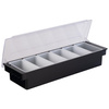 Récipient de bar pour garnitures à cocktails, 6 compartiments, 500 ml, 50x15.5x10 cm | APS 93171