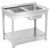 Table inox avec évier 1 bac à droite avec étagère 100x60x85 à visser | FORGAST FG15338