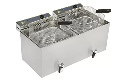 Friteuse électrique à 2 cuves avec robinet, 2x12 l, 12.8 kW, zone froide | ROLLER GRILL MF 120 DR