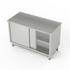 Table de travail en acier inoxydable traversante avec placard 160x70x85 cm | FORGAST