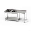 Table en acier inoxydable avec évier à 2 cuves et emplacement pour lave-vaisselle 190x60x85 cm | FORGAST