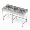 Table de cuisine en acier inoxydable avec évier, 3 compartiments, 200 × 60 × 85 cm | FORGAST