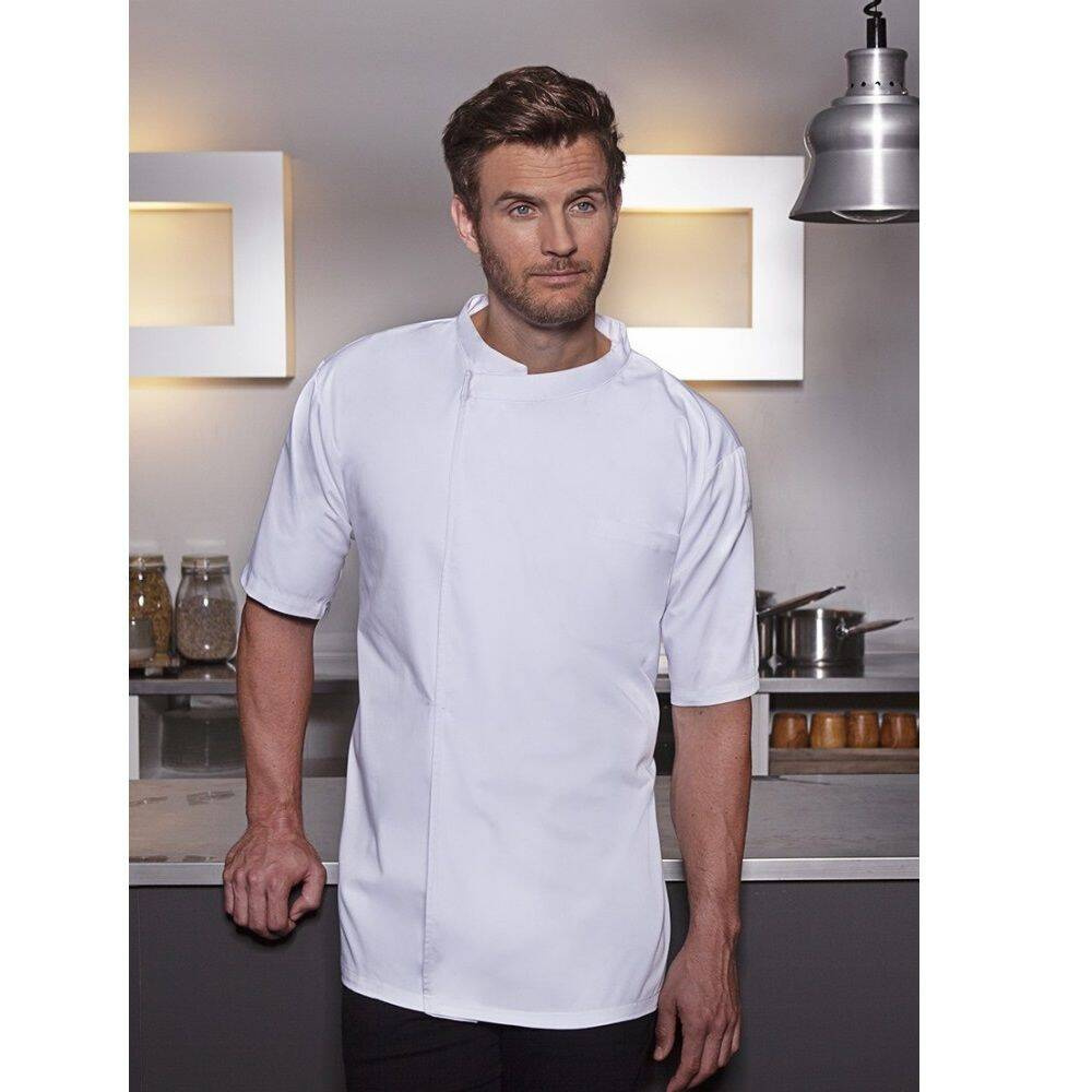 Chemise de cuisine Basic à manches courtes blanche | KARLOWSKY BJM 3-3