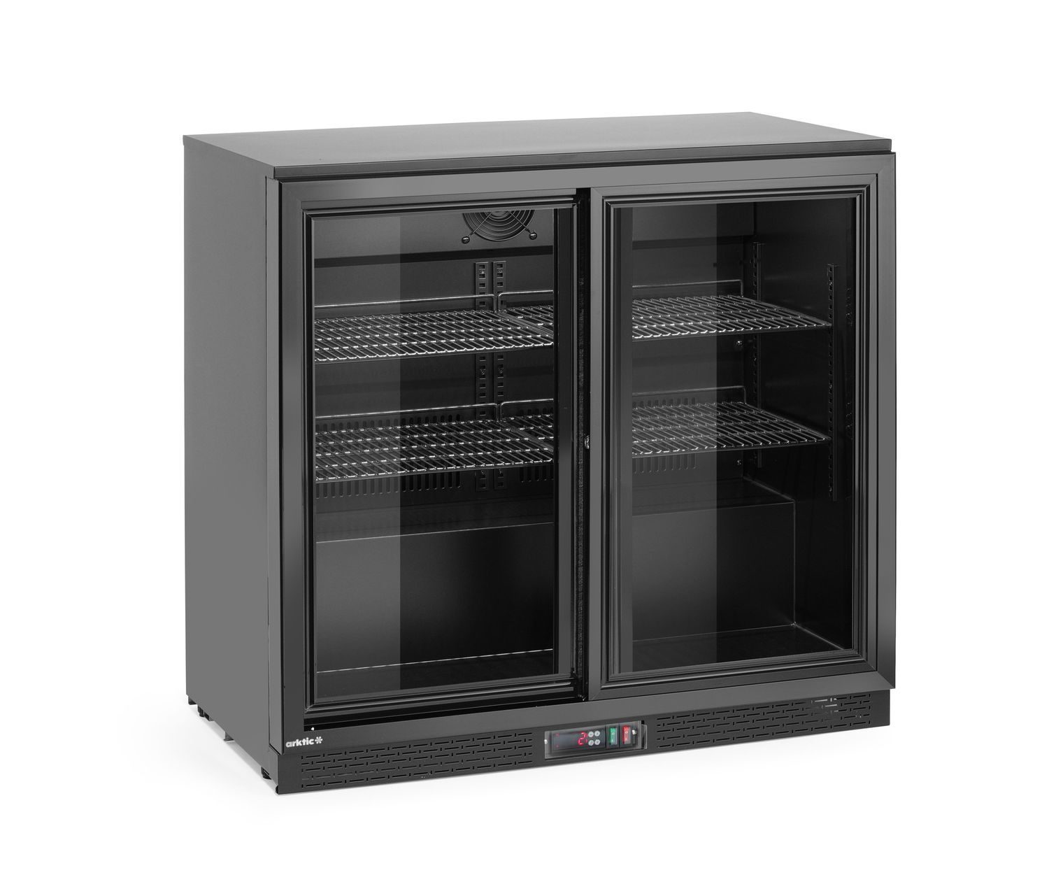 Réfrigérateur de bar pour boissons 2-portes, portes coulissantes, noir, 158 l, acier laqué | ARKTIC 236888