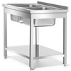 Table inox avec évier 2 bacs avec étagère 120x60x85 à monter | FORGAST FG15340