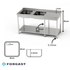 Table inox avec évier à 2 bacs 180x60x85 cm | FORGAST