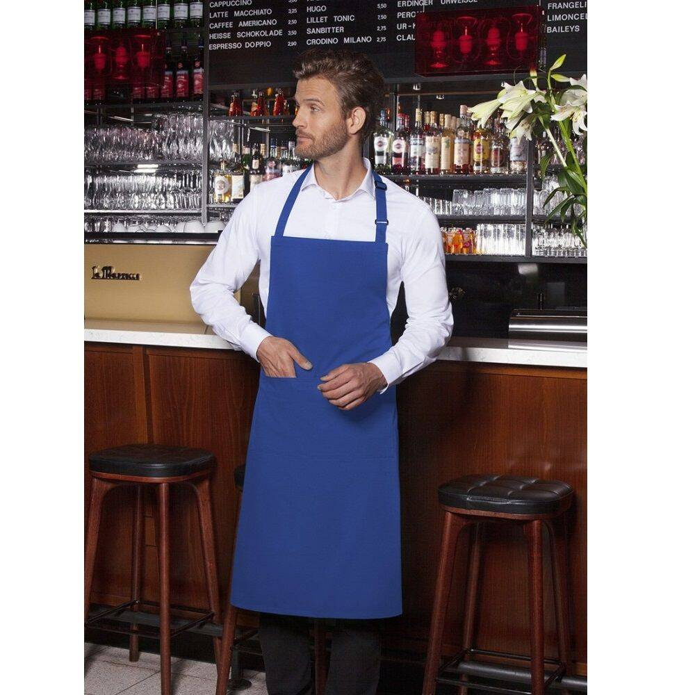 Tablier de cuisine Basic 75 x 90 cm avec poche et boucle bleu | KARLOWSKY BLS 5-6-pièces