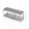 Table de travail centrale en acier inoxydable avec étagère 210x70x85 cm | FORGAST