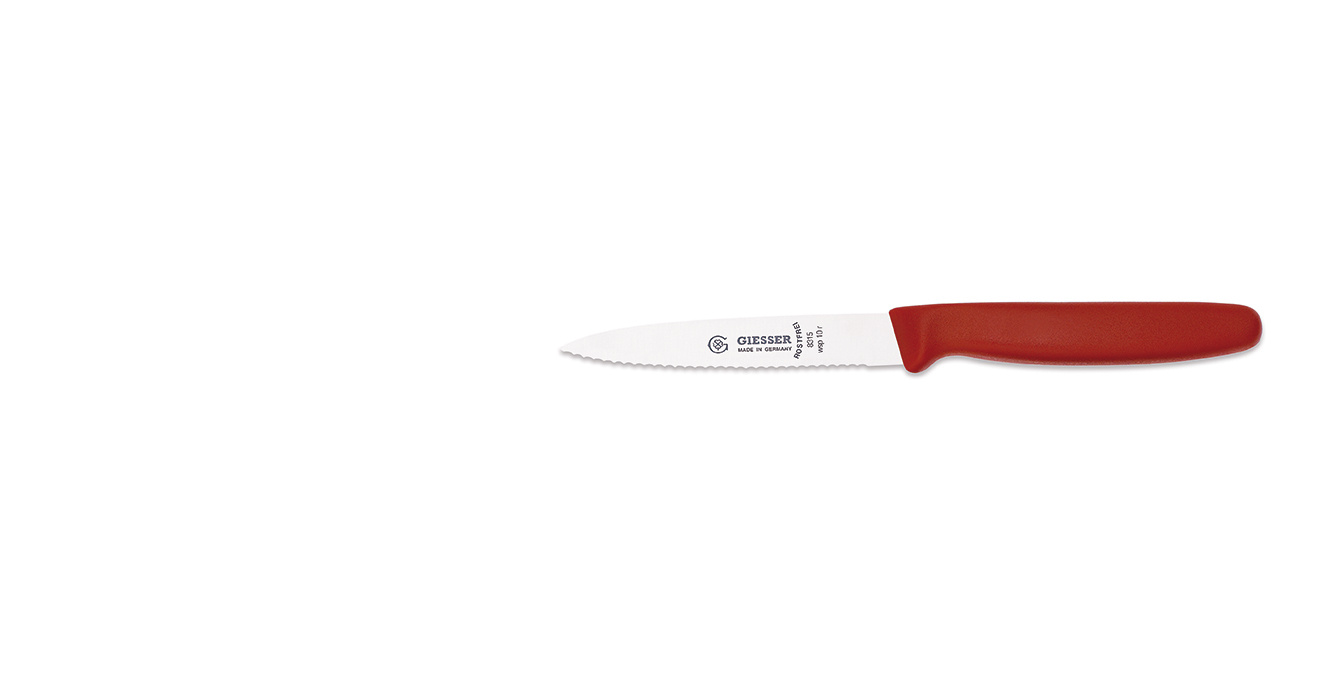 Couteau à éplucher à bord ondulé - 10 cm, rouge | GIESSER MESSER 8315 wsp 10 r