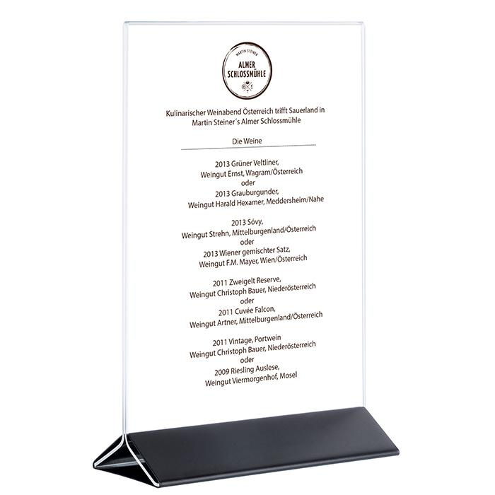 Porte-menu format A5, 2 parties, 15x7x23 cm | APS 71528
