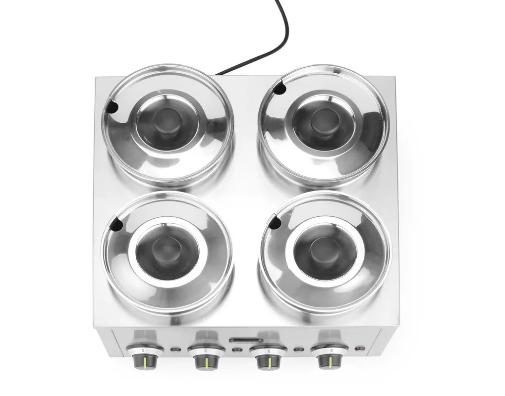 Bain-marie Thermosystem 4, 16 l, 4 compartiments, acier inoxydable | HENDI 201466