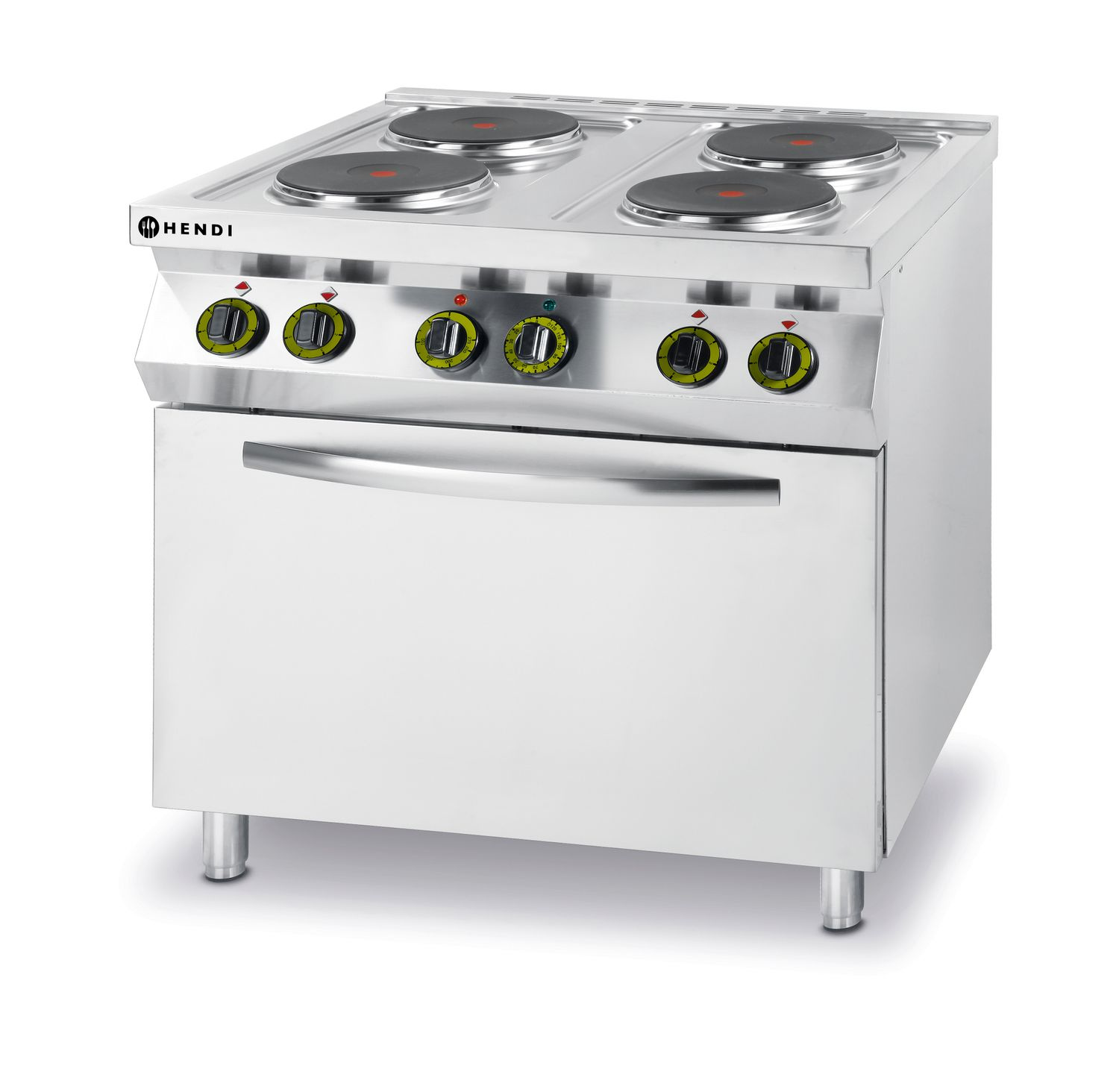 Cuisinière de restauration électrique 4-plaques avec four, 13,4 kW, 400 V | HENDI 225936