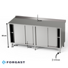 Table de travail inox avec 2 placards 190x70x85 cm | FORGAST