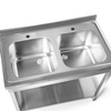 Table inox avec évier 2 bacs avec étagère 120x60x85 à monter | FORGAST FG15340
