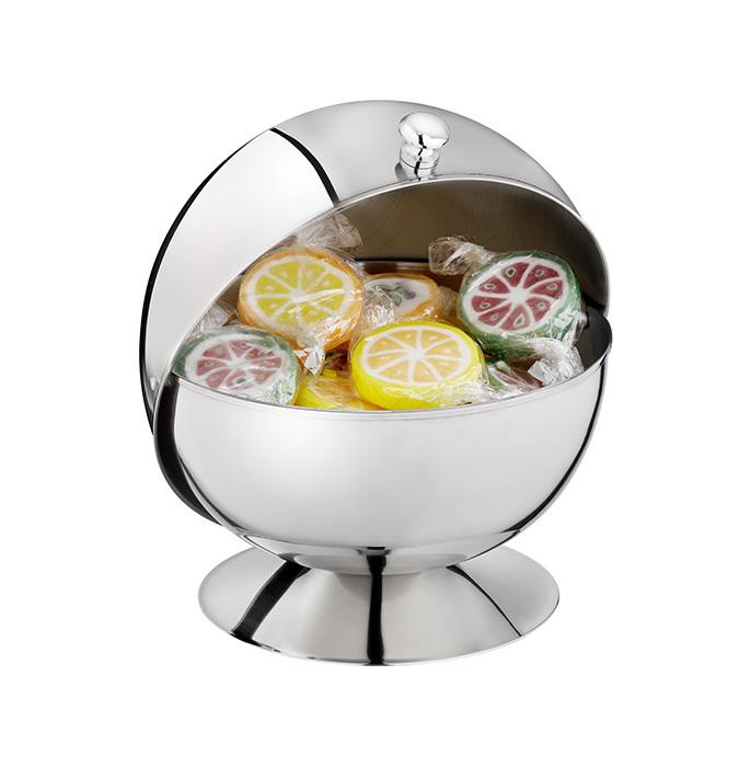 Sucrier avec couvercle roll-top, acier inoxydable, 14x14 cm | APS 33