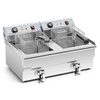 Friteuse électrique 2 cuves 2x16L avec robinet de vidange, zone froide, 10 kW, 230 V | FORGAST FG09016
