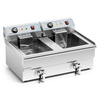 Friteuse électrique 2 cuves 2x16L avec robinet de vidange, zone froide, 10 kW, 230 V | FORGAST FG09016