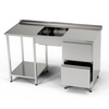 Table inox avec évier 1 cuve et bloc de 2 tiroirs 210x70x85 cm | FORGAST