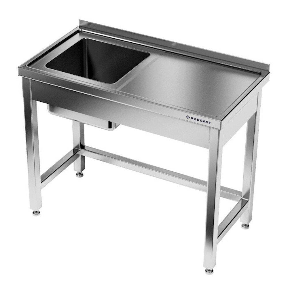 Table inox avec évier 1 bac 120x60x85 cm | FORGAST