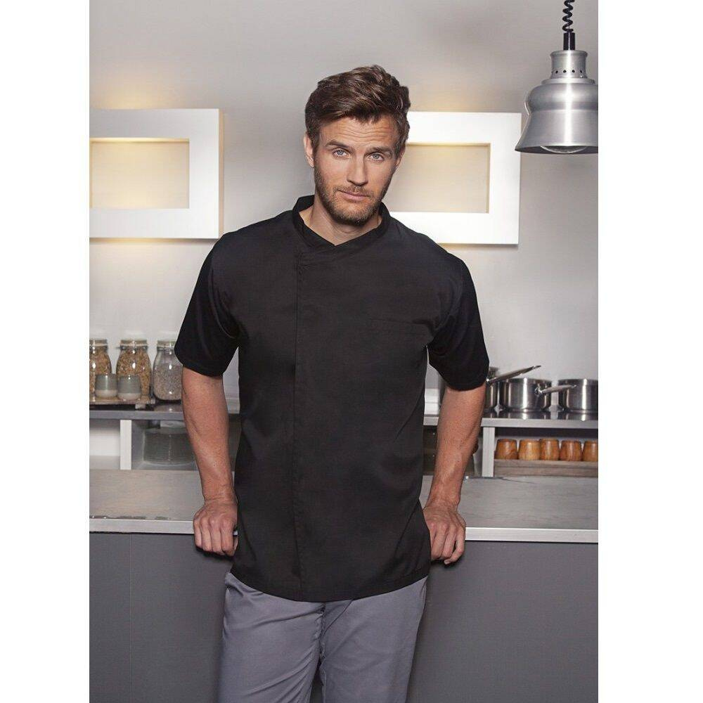 Chemise de cuisinier Basic à manches courtes noire | KARLOWSKY BJM 3-1