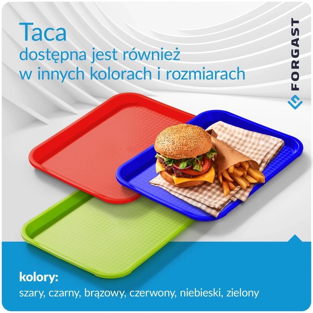 Plateau fast food vert, polypropylène, 45x35 cm, rectangulaire | FORGAST FG12532