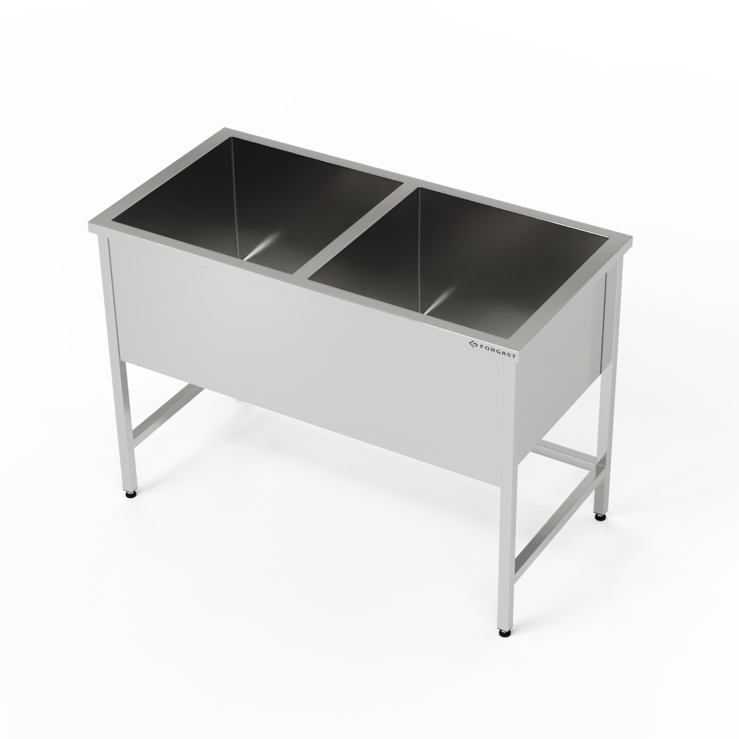 Bac en acier inoxydable 2 cuves (prof. 30 cm) 150x60x85 cm | FORGAST