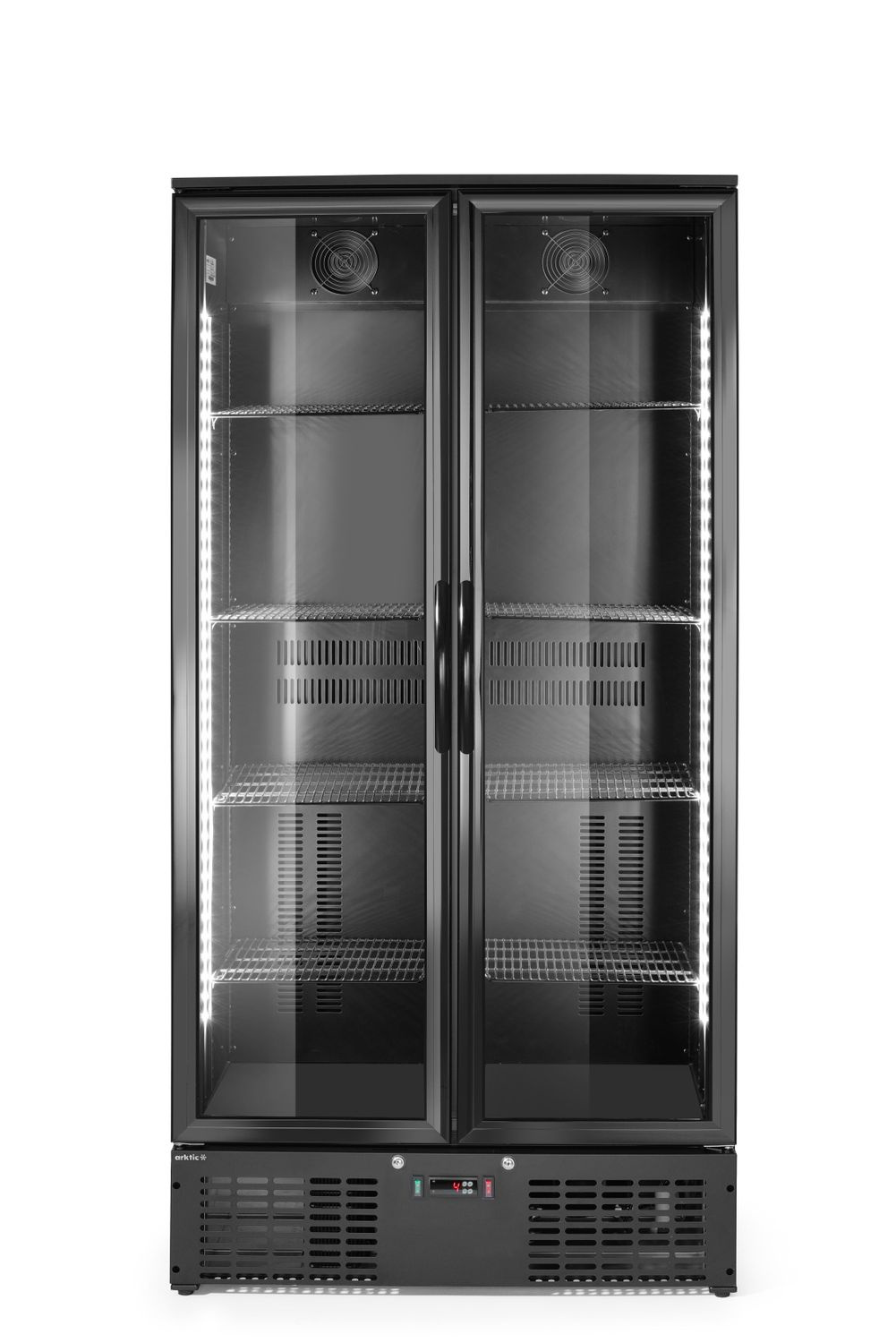 Réfrigérateur à boissons 2-portes, 384 l, noir, acier laqué, 8 étagères | ARKTIC 237014