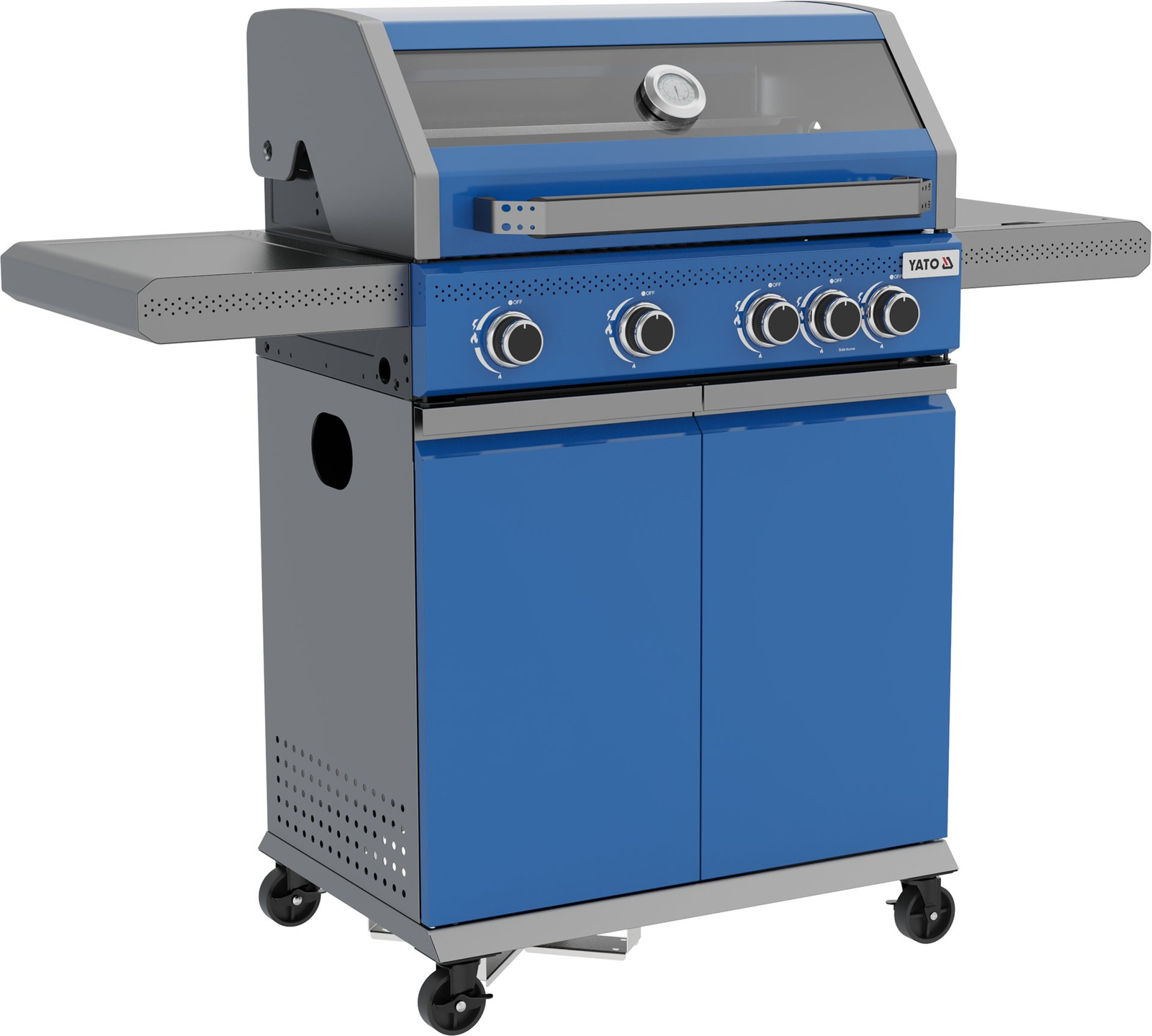 Grill à gaz ITAMI 4+1, 14,2 kW, bleu | YATO YG-20033