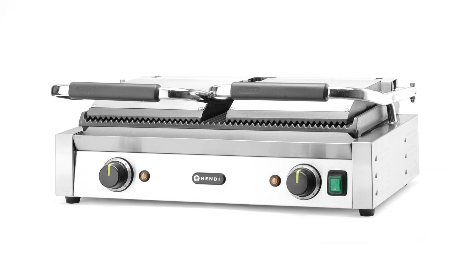 Gril de contact double, plaques rainurées, 3,6 kW | HENDI 263709