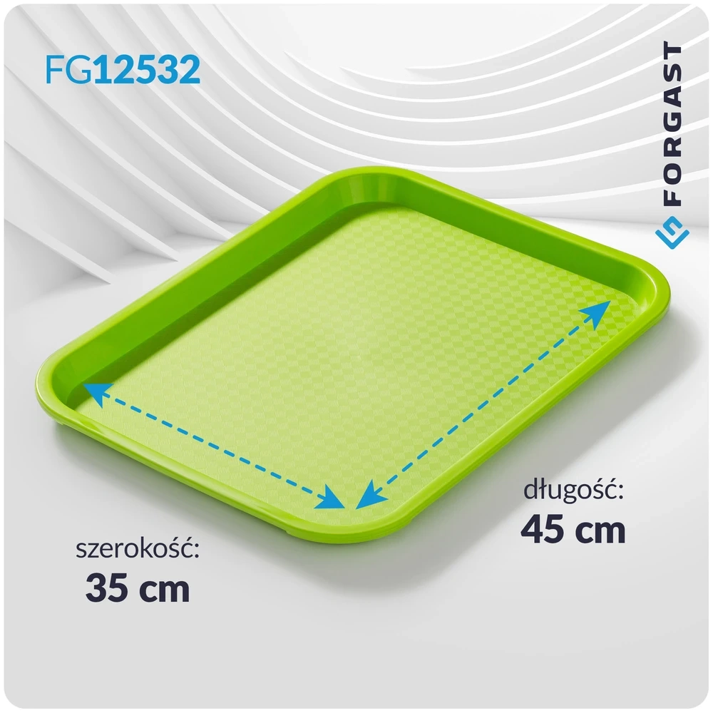 Plateau fast food vert, polypropylène, 45x35 cm, rectangulaire | FORGAST FG12532
